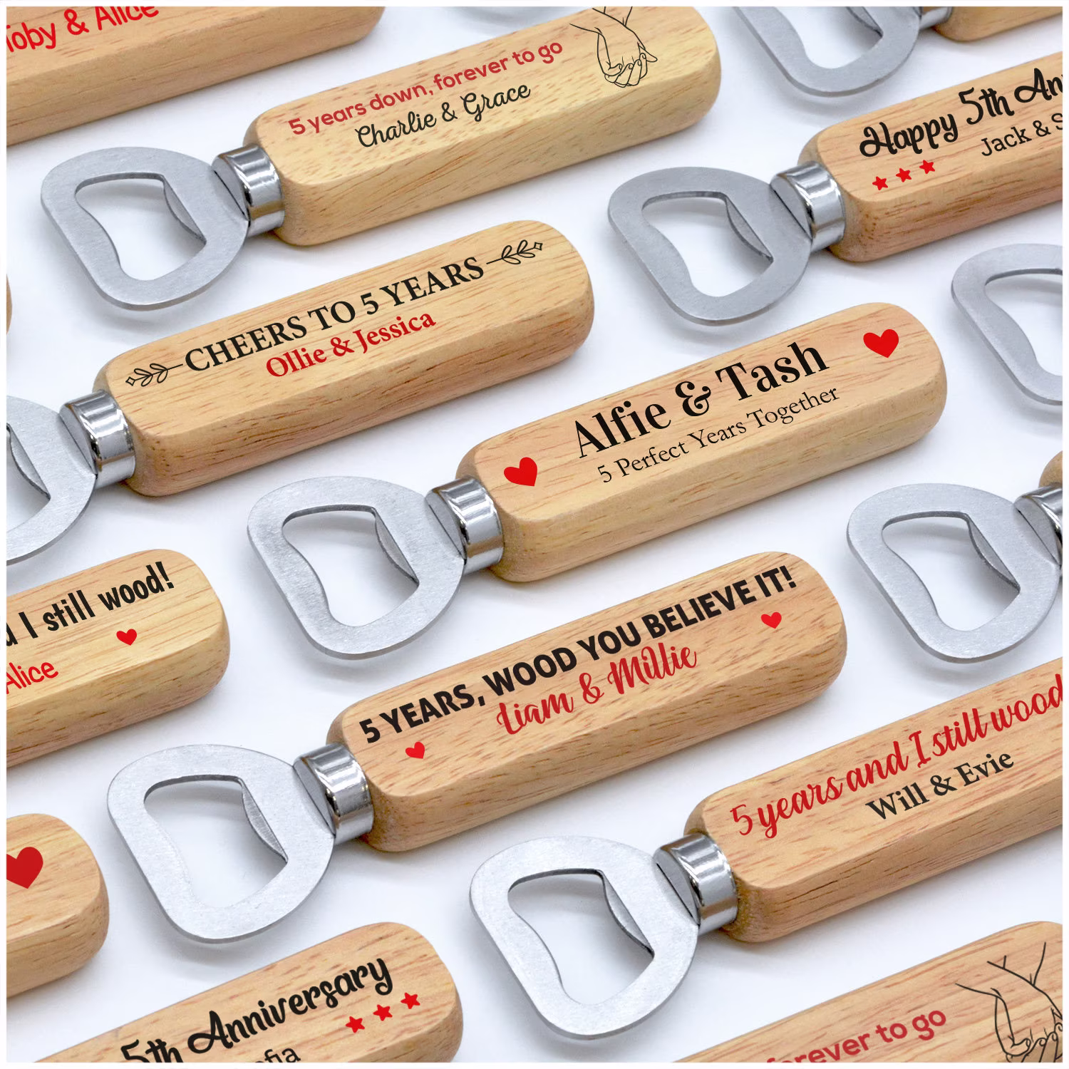 5Th Wedding Anniversary Gifts For Husband Him - 5 Years Wood You Believe It Personalised Bottle Opener From Wife