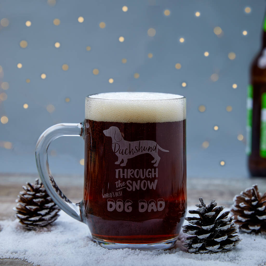 Personalised 'Best Dog Dad' Christmas Beer Glass
