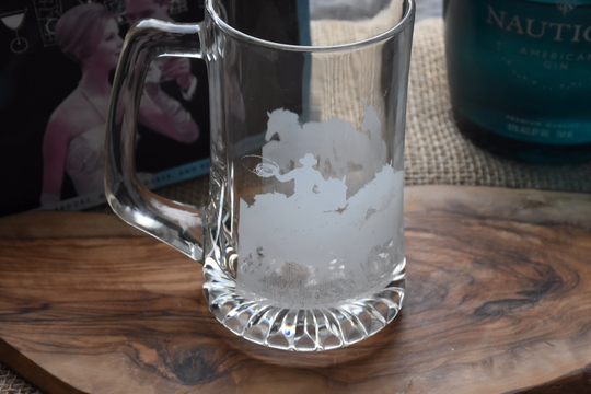 Stetson Hat Horses Beer Mug Cowboy Retro Glass Cool Man Cave Ale Lager Vintage Barware Ipa Stout Brewery Draft Fun