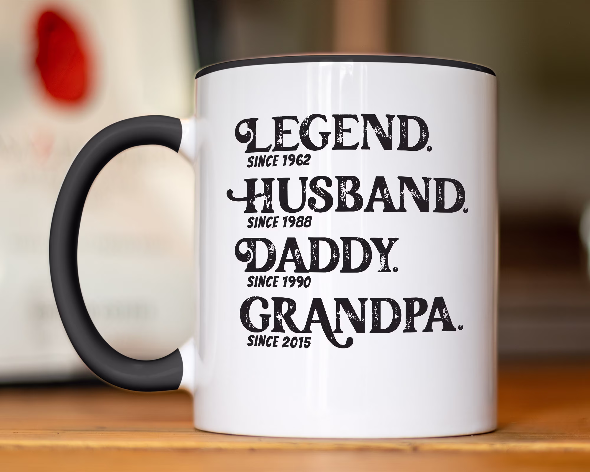 Customized Legend Husband Daddy Grandpa with Year Two-Toned Coffee Mug Tea Cup, Personalized Unique Bday Fathers Day Gift For Dad Grandfather