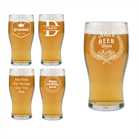Personalised Pint Glass Engraved Tulip Glasses Gift, Lager Glass, Beer Birthday Gift Christmas Gifts, Free Gift Box