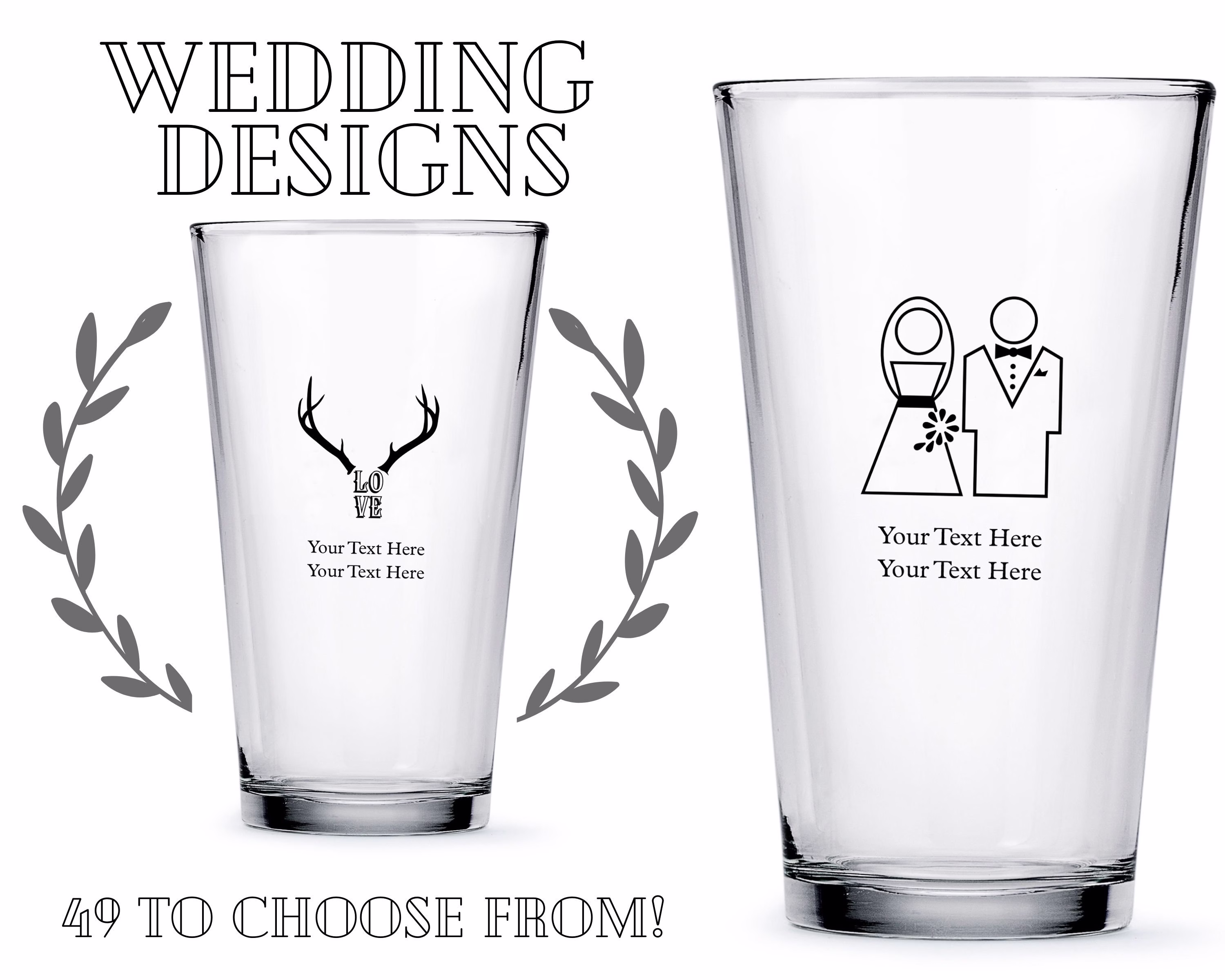 Custom Wedding Favor Pint Glasses - 49 Designs To Choose From Personalized Glass Unique Brewery