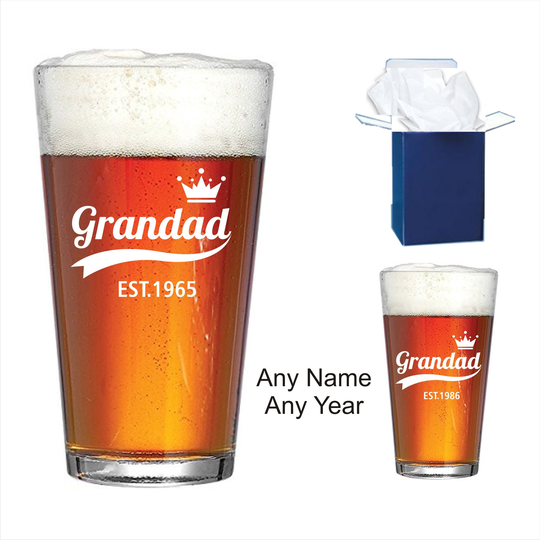 Engraved Personalised Cider Glass, Beer Birthday Gifts, Gifts For Him, Grandad, Daddy, Xmas Gift Any Age, Year
