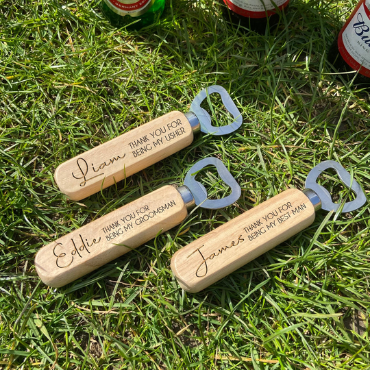 Engraved Custom Bottle Opener, Wooden Opener Best Man Gift, Beer Groomsman, Thank You Gift Personalised