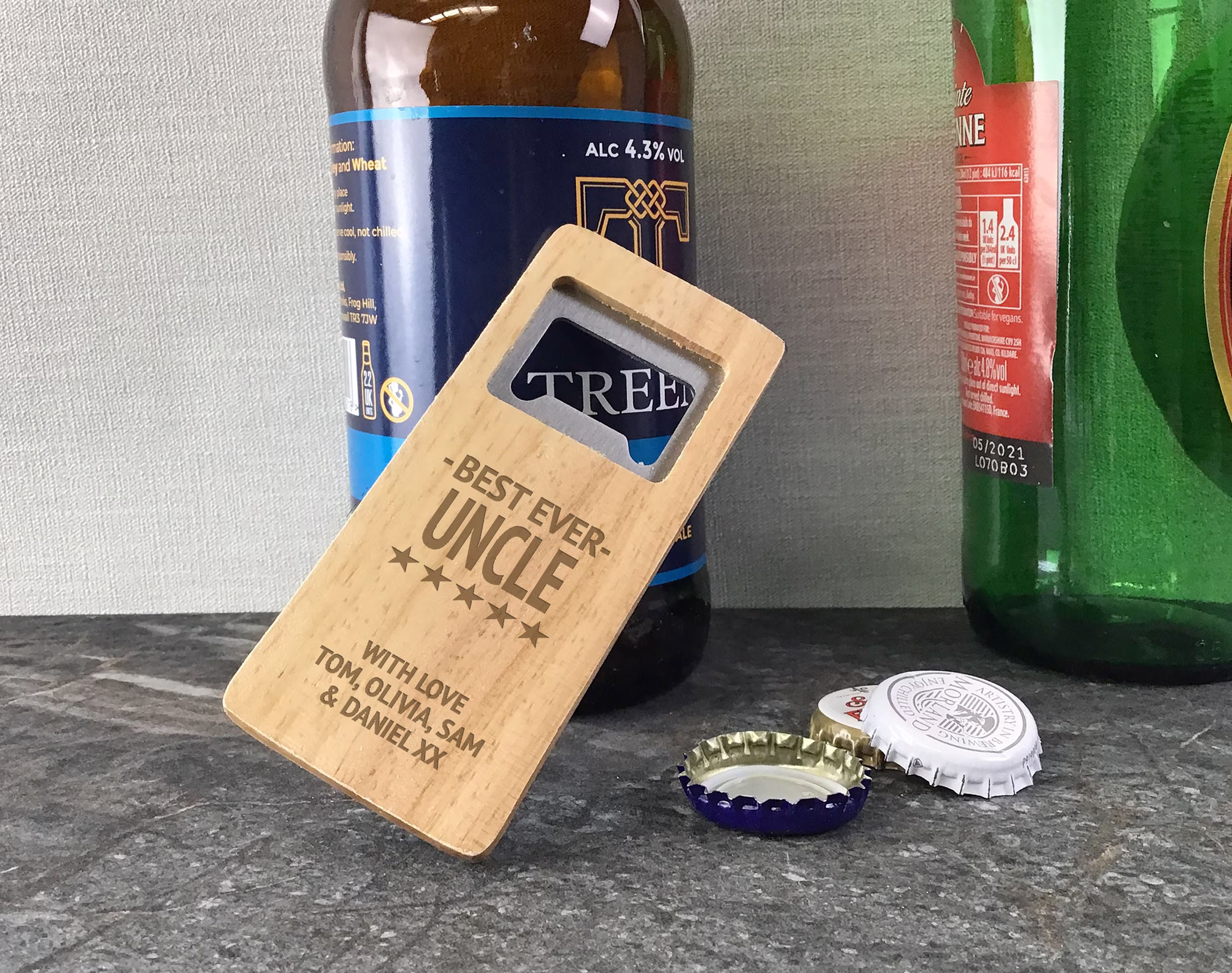 Laser Engraved Birthday Bottle Opener Personalised Gift For A Best Ever Daddy Grandad Uncle Boyfriend Brother, Wooden, - Rwb-st