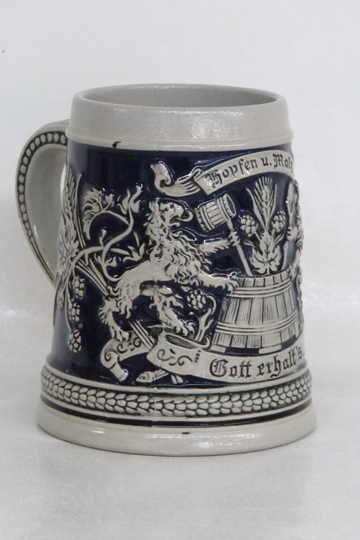 Gerz Hopfen U Malz Gott Erbalts German Blue Gray Pottery Beer Mug Stein 2496B