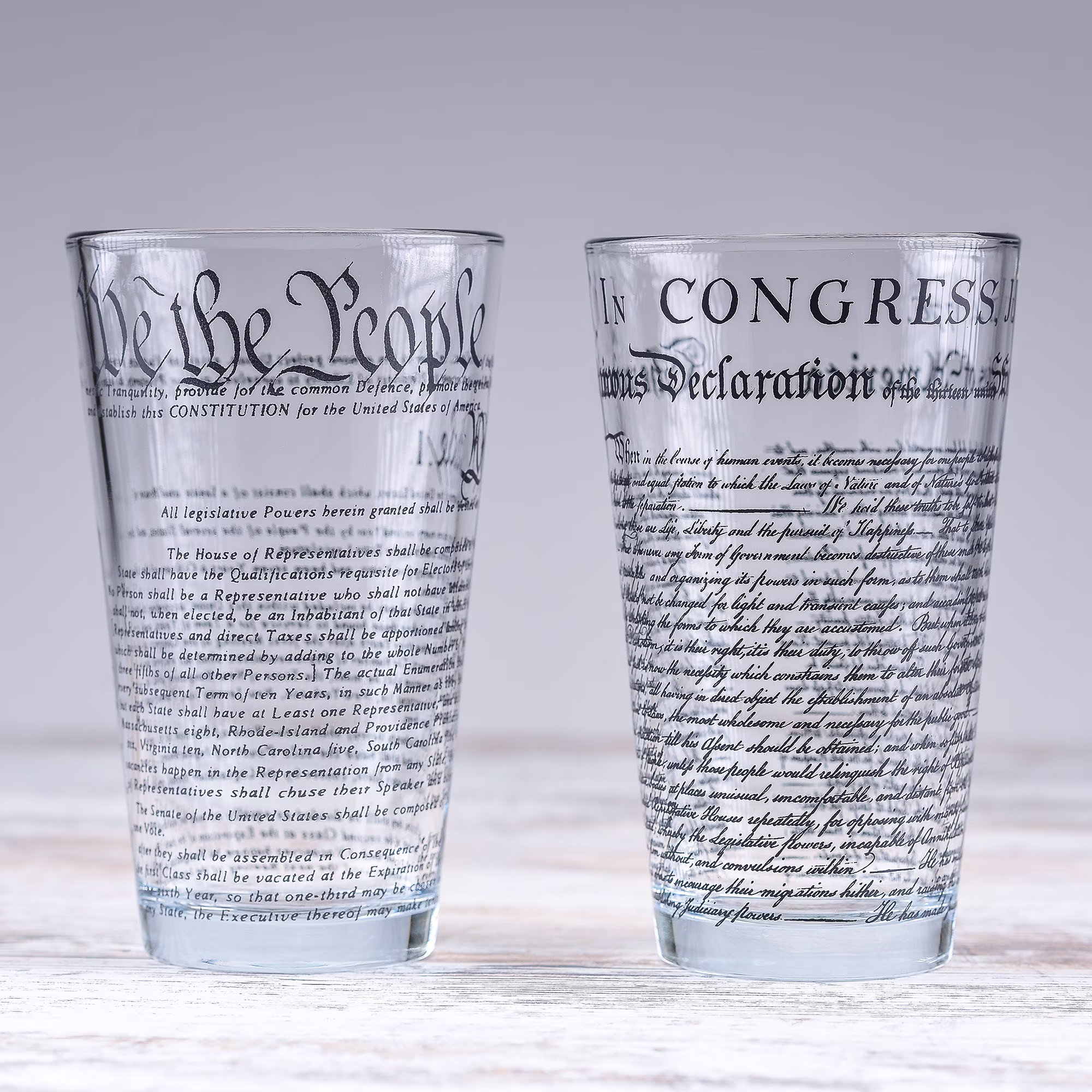 United States Constitution & Declaration Of Independence Glasses | Set 2 | 16 Oz Drinking