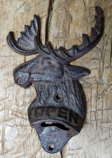 Cast Iron Elk Open Beer Bottle Opener Western Wall Mount Deer Man Cave Moose
