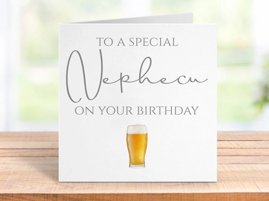 Personalised Birthday Card With Beer Glass For A Special Nephew