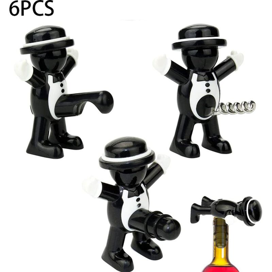 Perlerare - Wine Bottle Stopper, Gift Bottle Opener Set Red Wine Stopper Beer Bottle Opener for Home Party Hotel Bar Gift for Gentleman 6 Pack