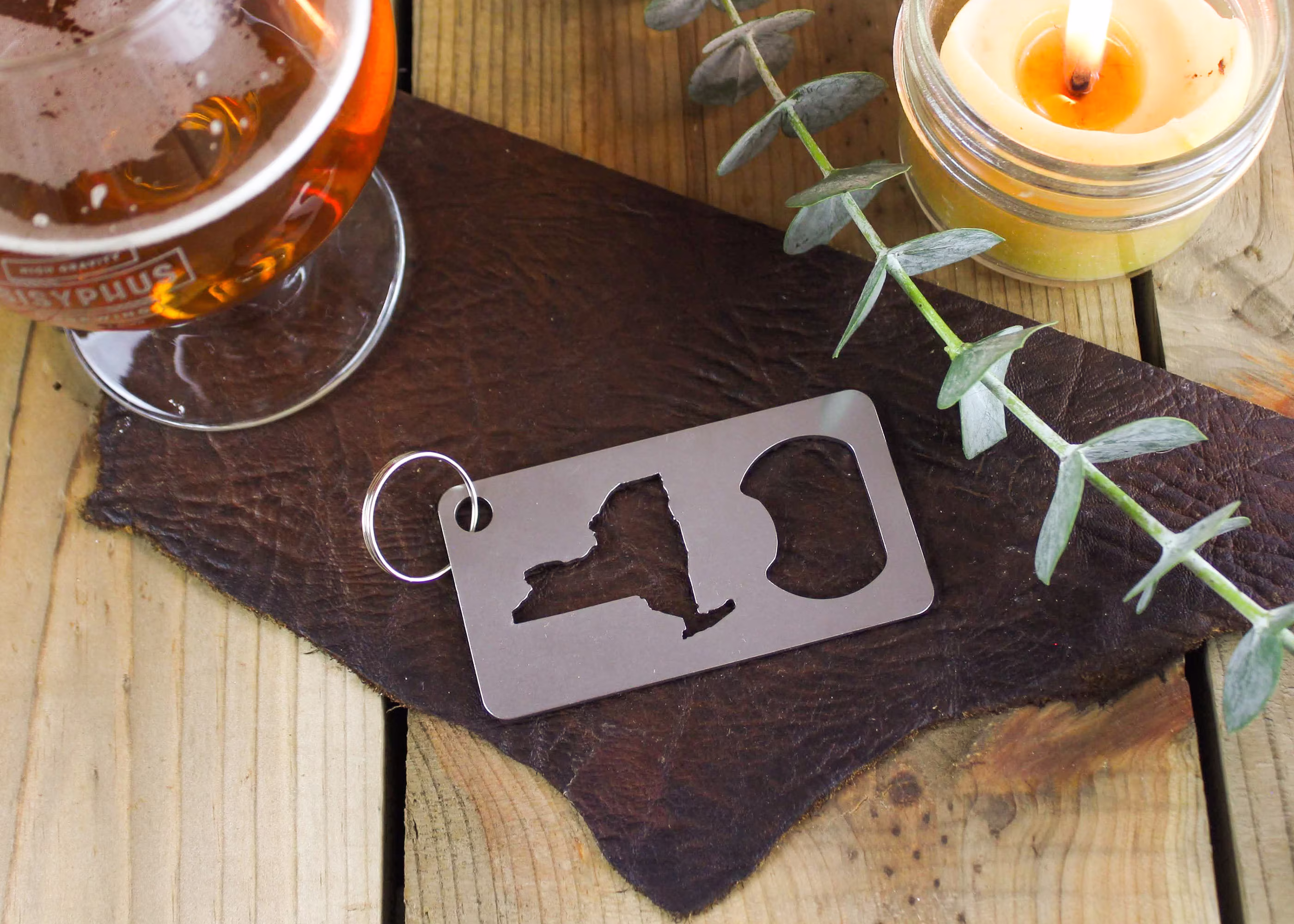 New York State Stainless Steel Metal Bottle Opener Keychain Travel Wedding Favor Gift For Him Her Bar Kitchen Home Beer Stocking Stuffer