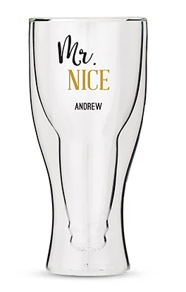 Personalized Mr. Nice Double Walled 350ml Glass Beer Glass