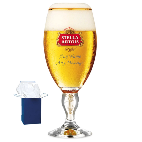 Personalised Engraved Stella Artois Chalice Pint Glass. With Your Message. Great For Dad Or A Lover
