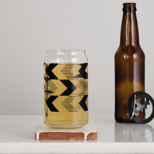 Chevron Screen Printed Can Glass - Set Of 2