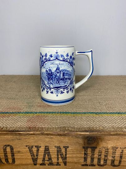 Vintage Delft Blue Heineken Hand Painted Tankard