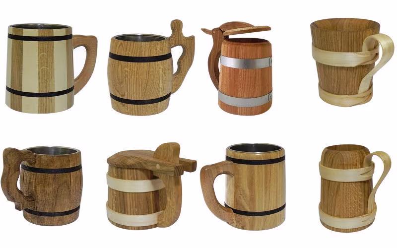 Wooden Oak Beer Mug Cup Tankard Very Solid Father's Day 1 Pint Viking Style