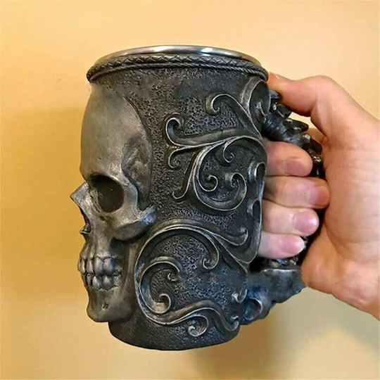 Scary Coffee Mugs/Skull/Skeleton Style Beer Mug, 3D Horror Zombie Head Water Cup with Scary Realistic Patterns for Halloween (The Skull)