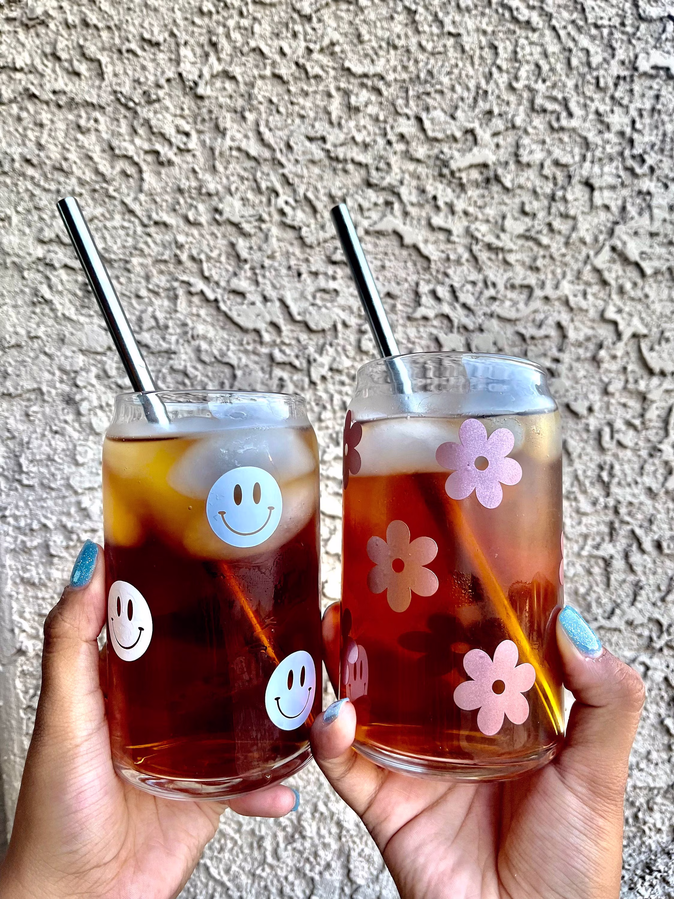 Smiley Face Glass I Beer Can Coffee Cup Soda Iced Aesthetic
