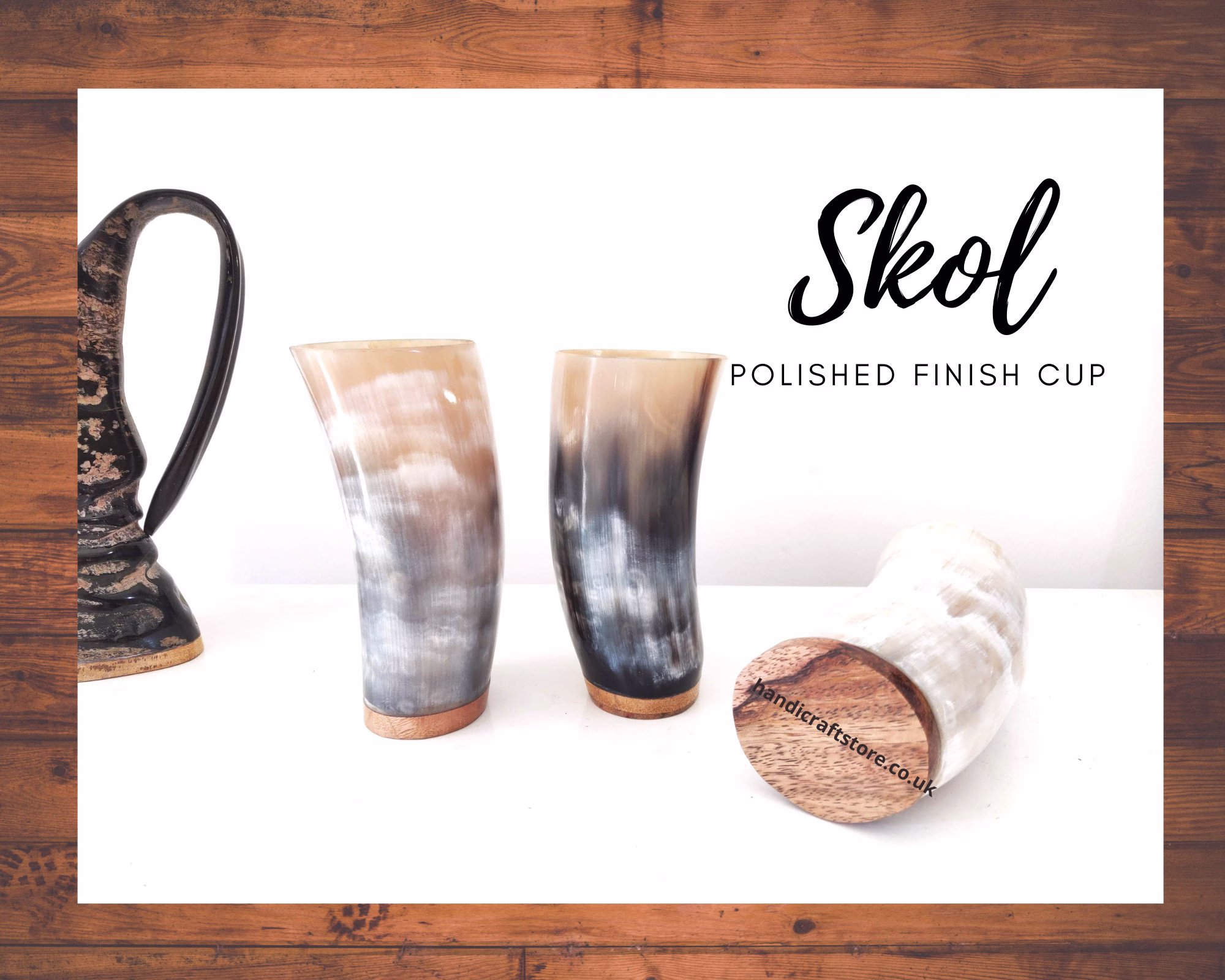 Personalised Smooth Ox Horn Viking Drinking Mug, Polished Cups