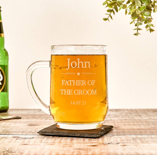 Personalised Father Of The Groom Beer Glass