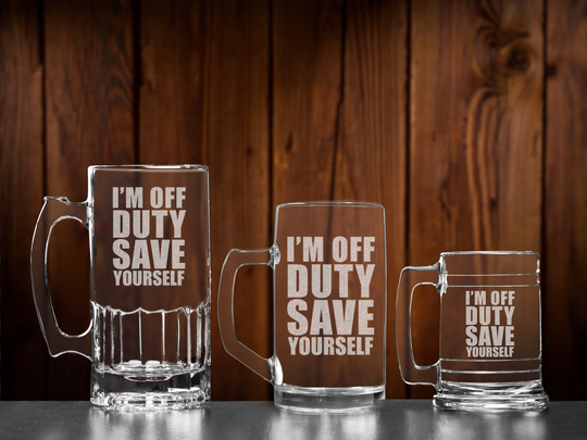 Off Duty Save Yourself Glass Beer Mug, Firefighter Gift For Him, Police Officer Gifts Men, Funny Glass, Law Enforcement
