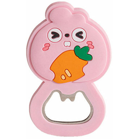 Cartoon beer bottle opener PVC multi-purpose magnetic refrigerator sticker bottle opener pink
