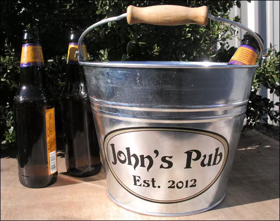 Father's Day Gift, Personalized Gifts For Dad - Galvanized Metal Bucket, Beer Ice Bucket Large Size | 6Qt