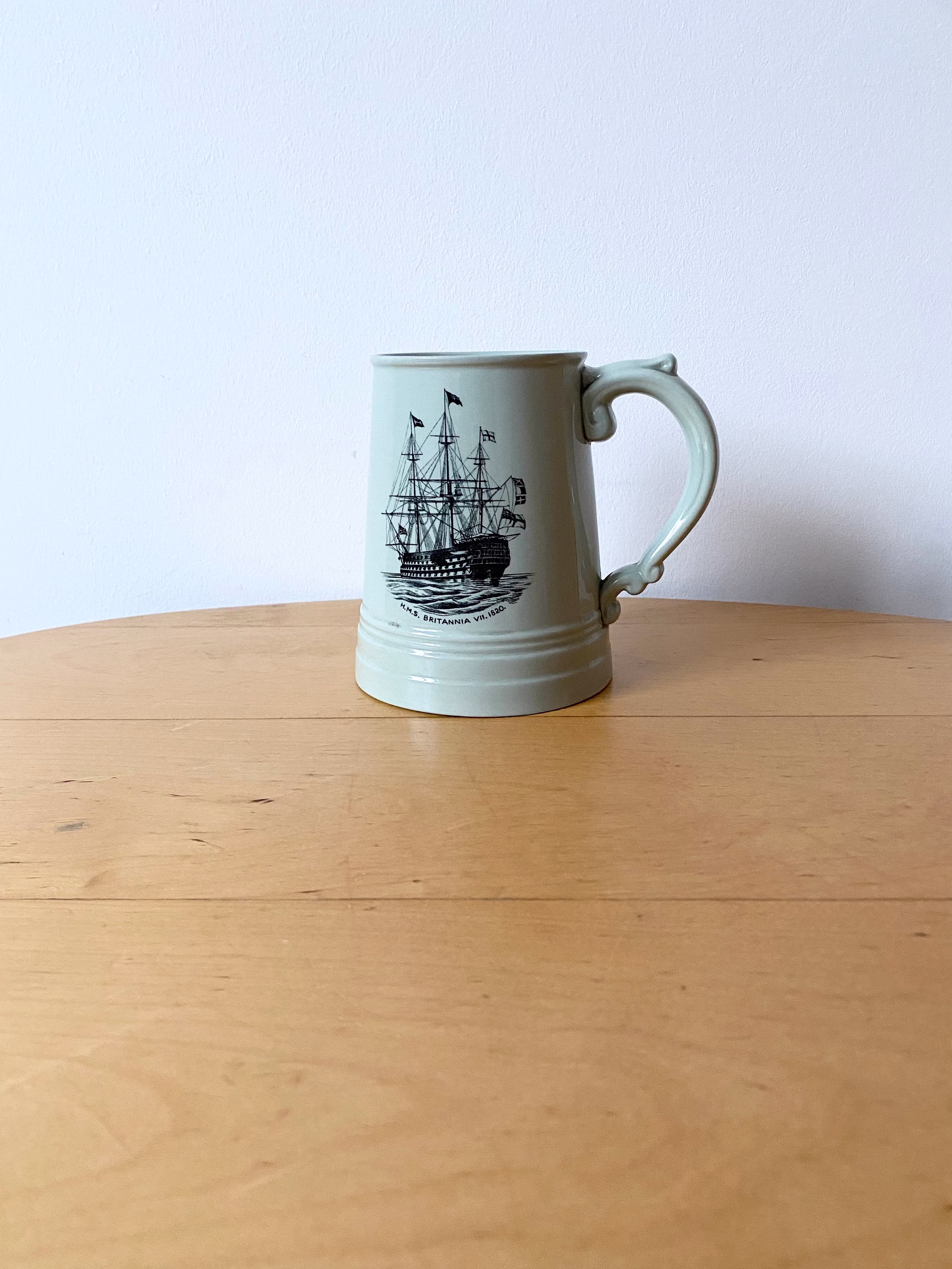 Rare Spode Copeland Vintage Tankard, Beer Mug, Large Green M.r.s Britannia Ship Spode, Gift For Him, Nautical Mug