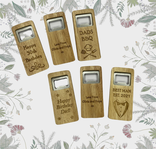 Personalised Beer Bottle Opener, Wooden Opener For Dads, Grandad, Weddings, Best Man, Christmas Gift