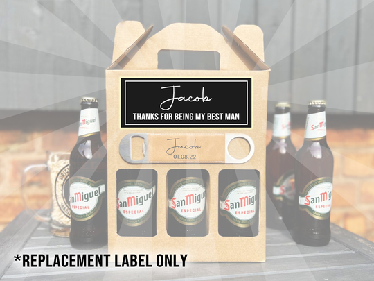 Personalised Label Replacement For Wedding Beer Box Gift | Custom Caddy, Holder