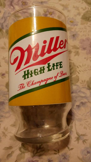 Miller High Life American Beer Glass Kitsch Vintage Barware Bar Drinkware