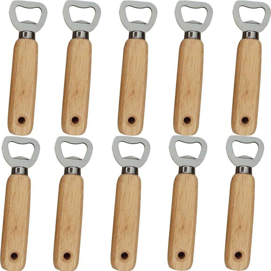 Gift - Bottle Openers, 10 Pieces Wooden Handle Durable Portable Beer Bottle Opener Natural Wood Bottle Opener Great for Men