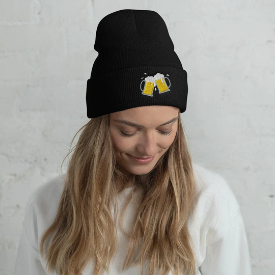 Cuffed Beer Beanie | Embroidered, Mug Beanie, Funny Hat, Glasses, Gift, Lover