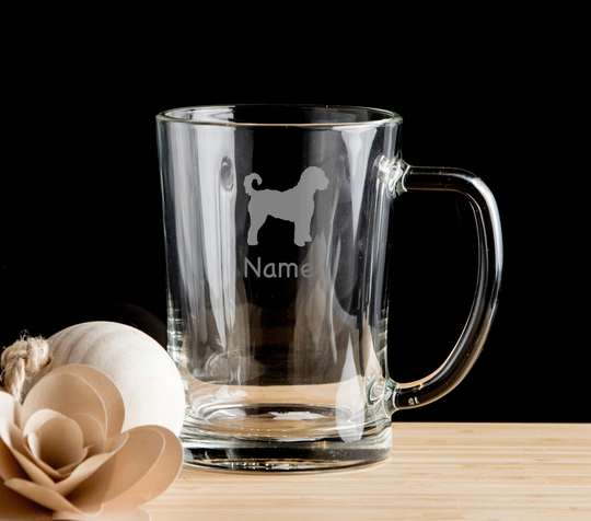 Labradoodle Dog Personalised Beer Mug Glass Pint Glass, Tankard Hand Etched Gift Bartender.241