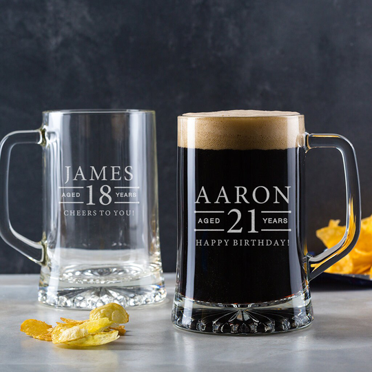 Personalised Engraved Pint Glass Tankard/18Th Birthday Gifts For Boys 21st For Men