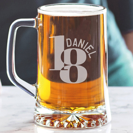 18th Birthday Personalised Beer Tankard Glass