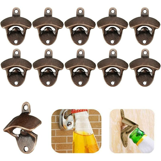 10pcs Bronze Corkscrew Soda Beer Wine Wall Mounted Corkscrew with Two Screws Each Vintage Corkscrew (Bronze)
