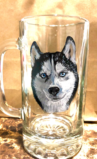 Custom Hand Painted Beer Mug With Your Pet's Portrait