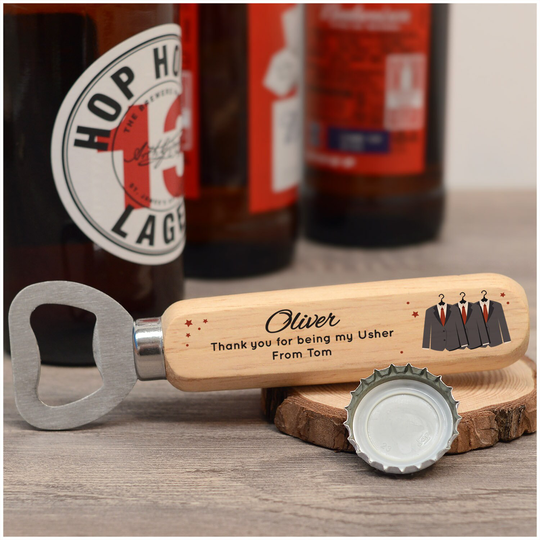 Usher Thank You Gifts - Personalised Beer Drinks Bottle Opener For Best Man, Usher, Groomsmen, Page Boy From The Groom