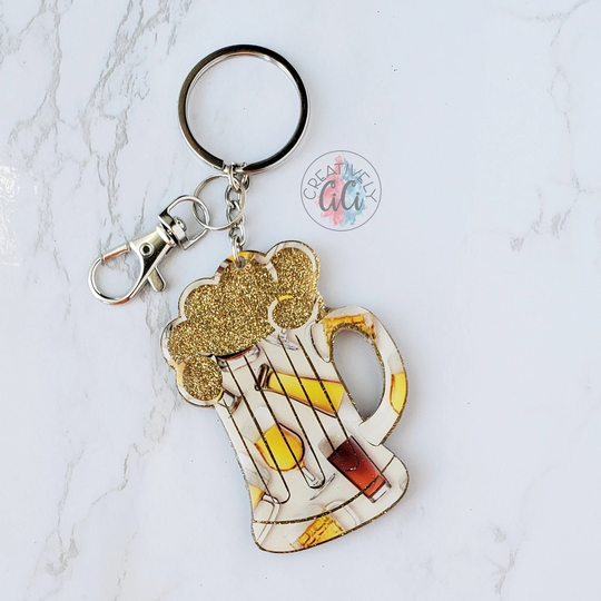 Craft Beer Glitter Acrylic Keychain, Mug Bag Tag, Stocking Stuffer, Lover Gift, Birthday Gift For Her, Purse Charm