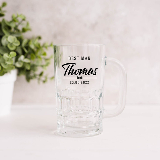 Personalised Best Man Beer Tankard Stein Glass, Grooms Party, Wedding Party
