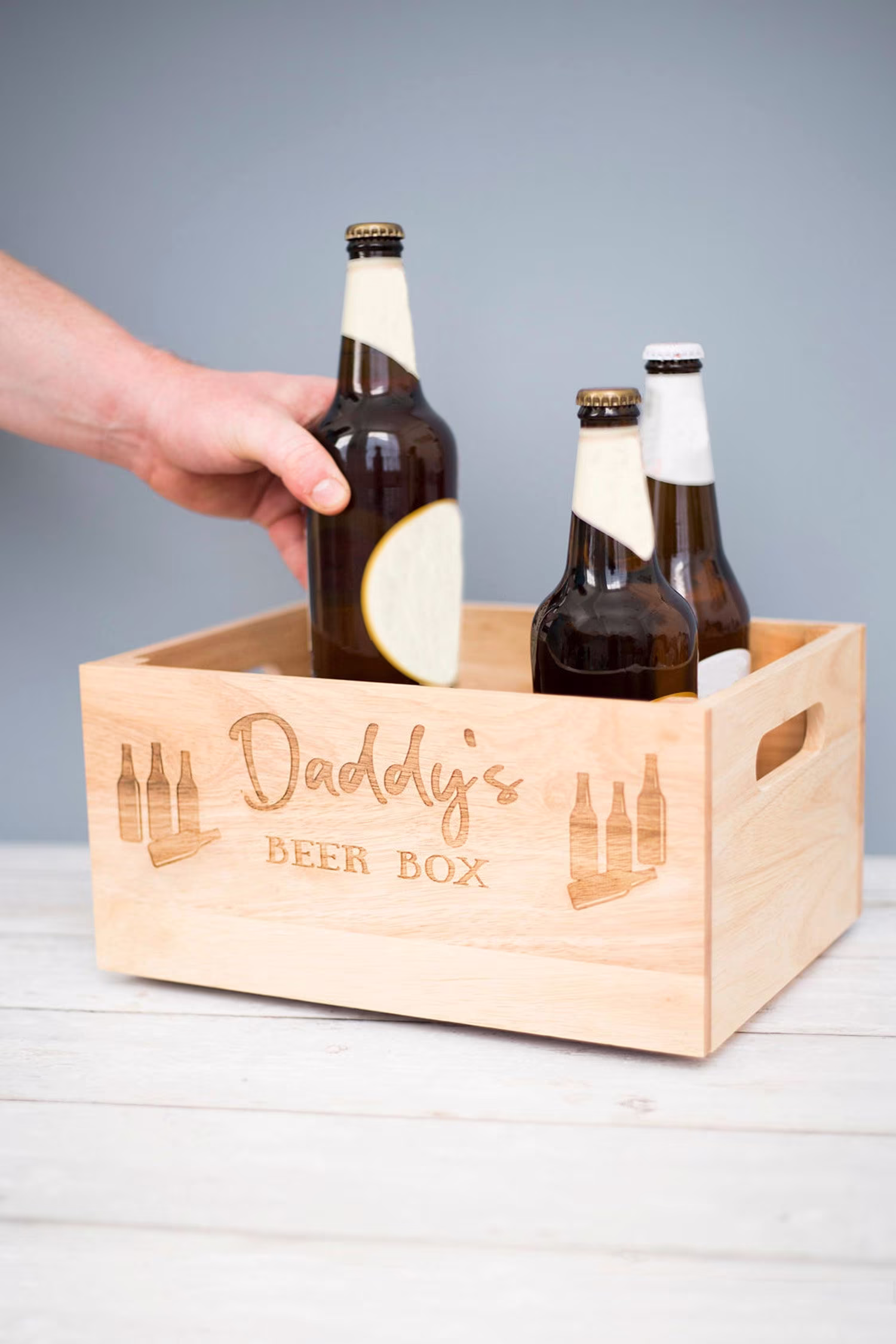 Personalised Name, Daddy's Beer Wooden Box Crate, Handmade Father's Day Gift Box, Storage