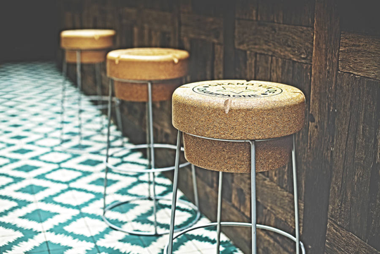 Champagne Cork Tall Bar Stool, White/Silver/Black