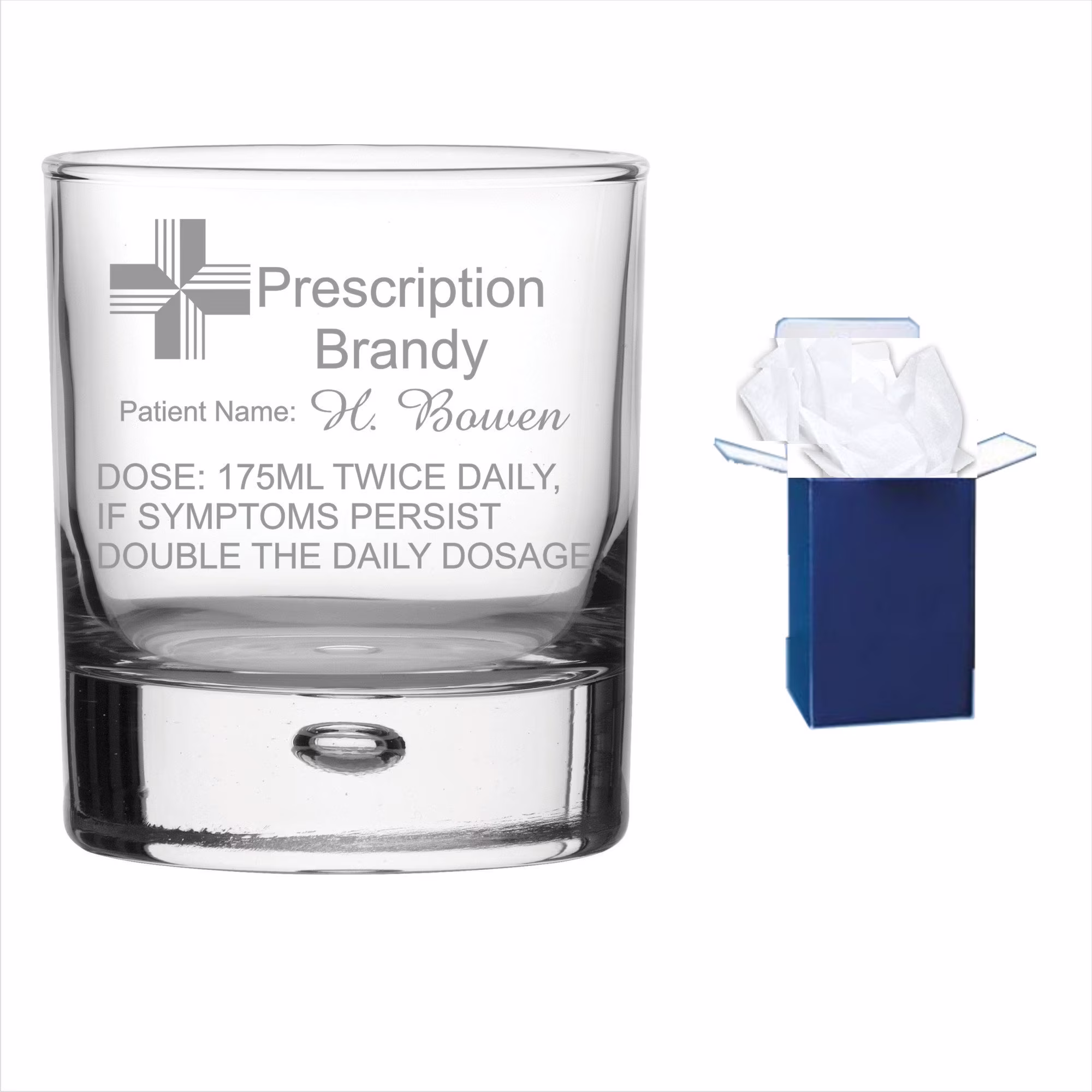 Personalised Engraved Brandy Glass | Prescription Novelty Etched Tumbler Custom Bespoke Beer Glassware Gift