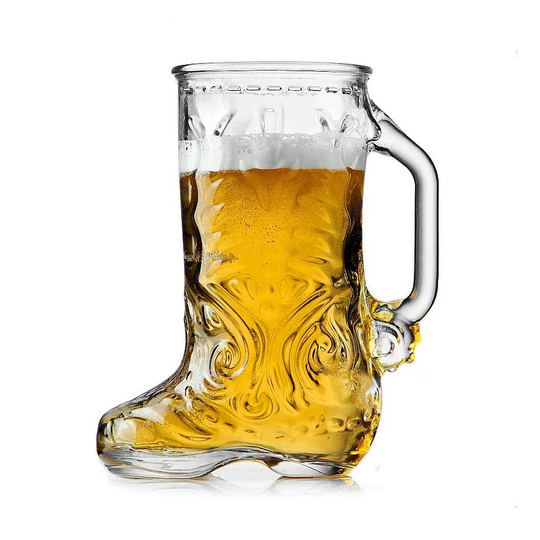Engraved Glass Cowboy Boot Beer Mug