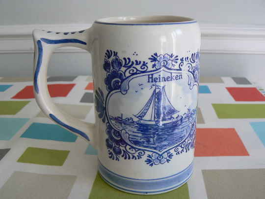 Heineken Hand Painted Blue Delfts Stein - Made in Holland