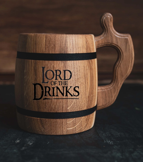 The Lord Of The Drinks Oak Wooden Beer Mug Beer Mug Tolkien
