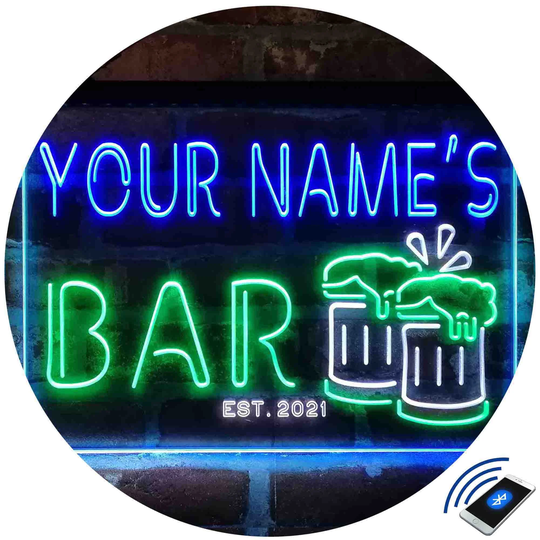 Personalized Beer Mug Decoration Home Bar Tri-Color Led Neon Light Sign, Unique 3D Engraved Art Decor Customize Name Date Man Cave St9-W1-Tm