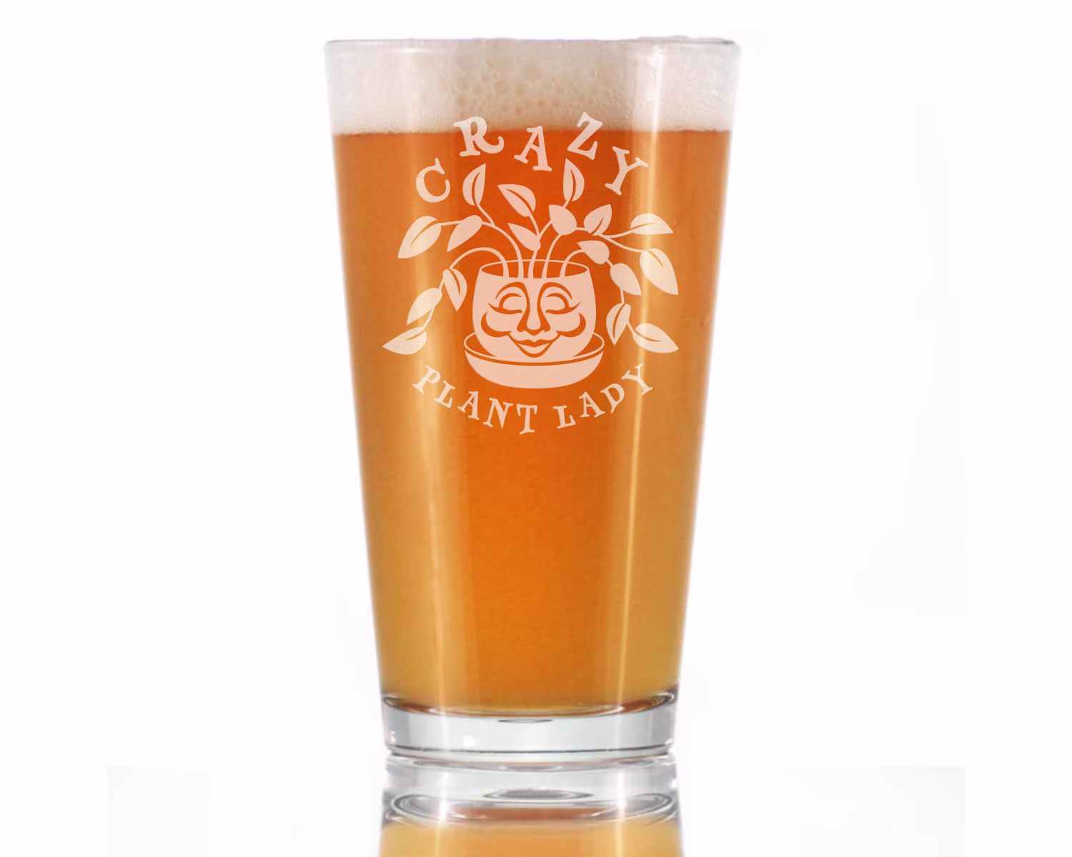 Crazy Plant Lady - Pint Glass For Beer Lover Themed Gifts & Decor Gardeners 16 Oz