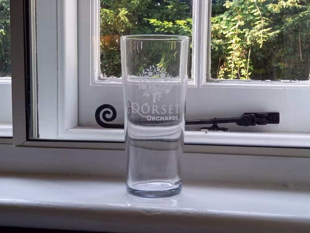 Branded Vintage Beer Glass. Dorset Orchards Pint Glass Bar Ware